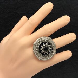 Large Rhinestone Medallion Stretch Ring